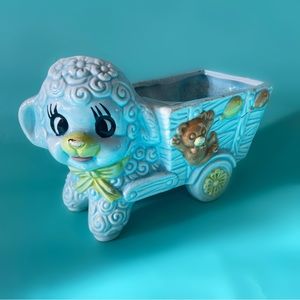 Vintage ceramic sheep lamb planter figurine holder home decor pastel kawaii